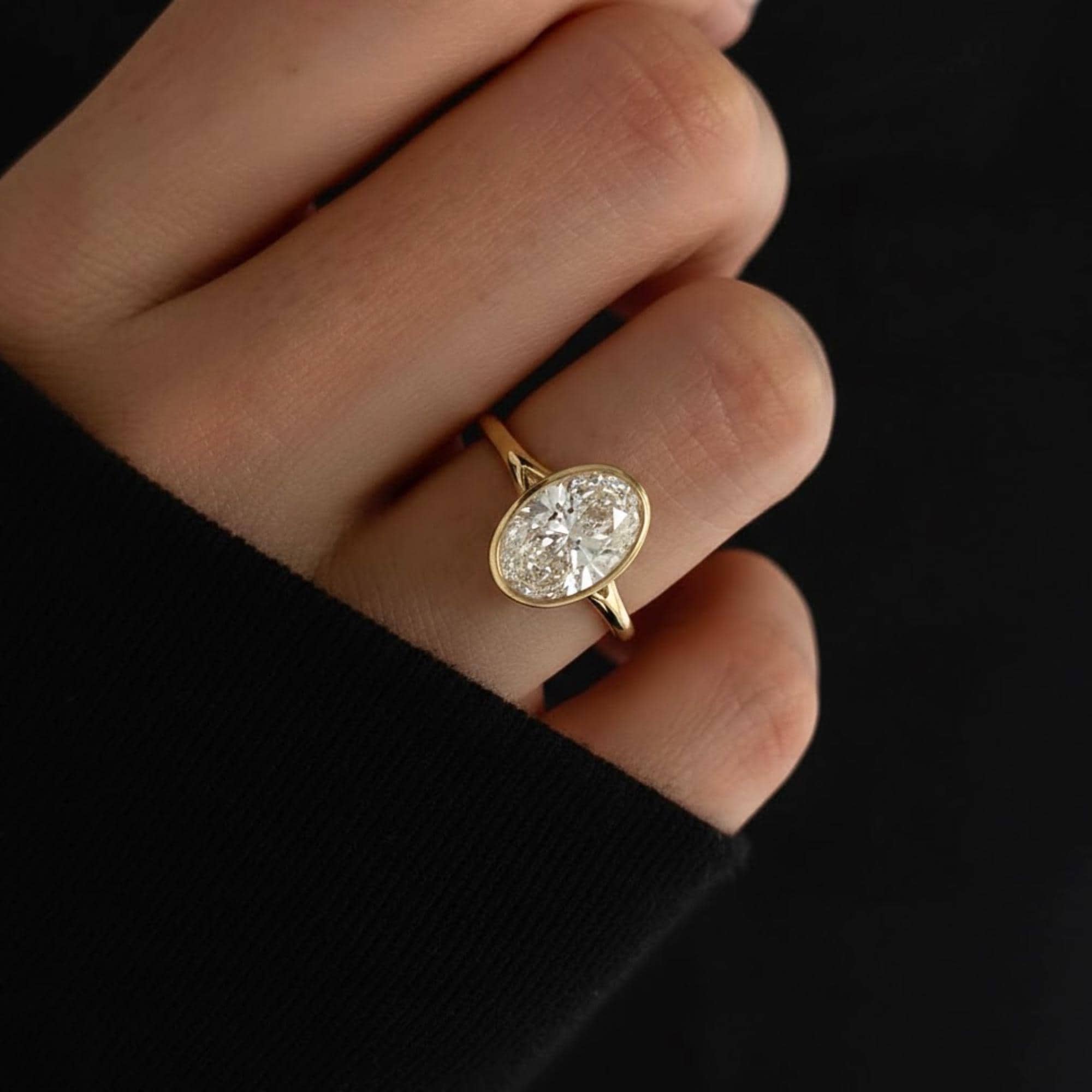 Oval Lab Diamond Bezel Solitaire Ring