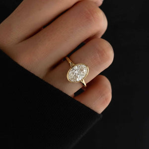Oval Lab Diamond Bezel Solitaire Ring