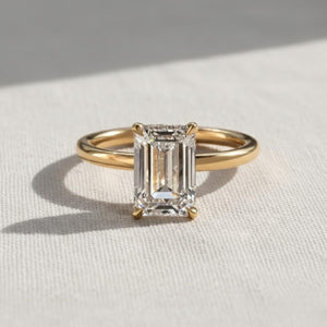 Emerald Cut Lab Diamond Engagement Ring, 14K Gold