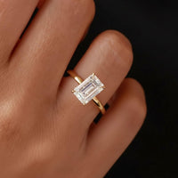 Emerald Cut Lab Diamond Engagement Ring, 14K Gold