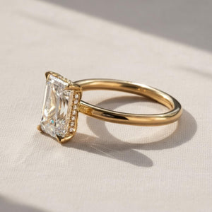 Emerald Cut Lab Diamond Engagement Ring, 14K Gold