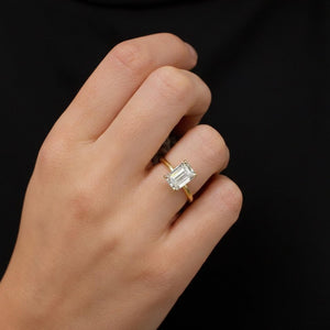 Emerald Cut Lab Diamond Engagement Ring, 14K Gold