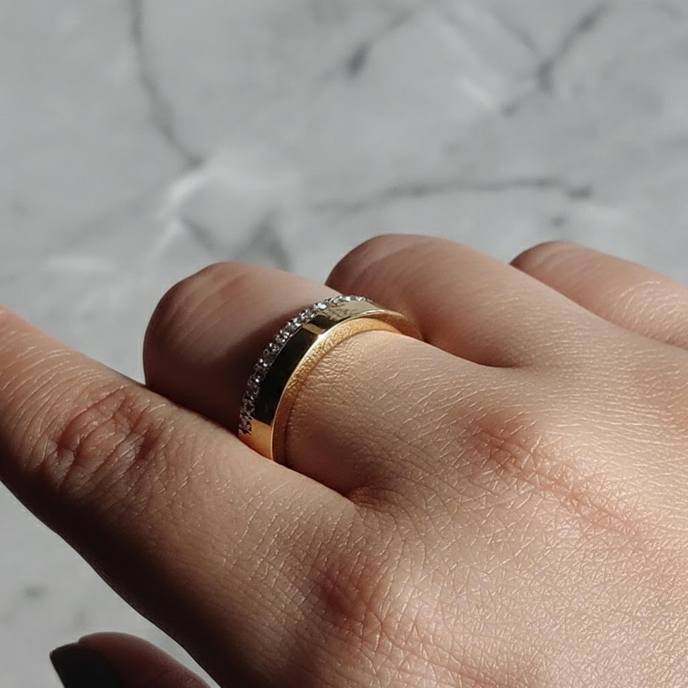 14K Gold Half Eternity Diamond Wedding Band