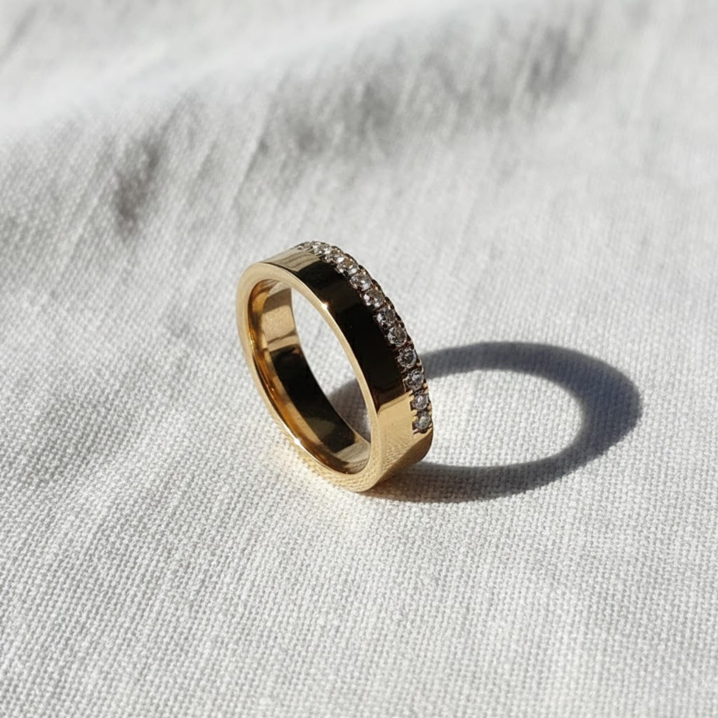 14K Gold Half Eternity Diamond Wedding Band