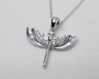 925 Sterling Silver Diamond St. Michael Necklace, Archangel Pendant, Guardian Angel