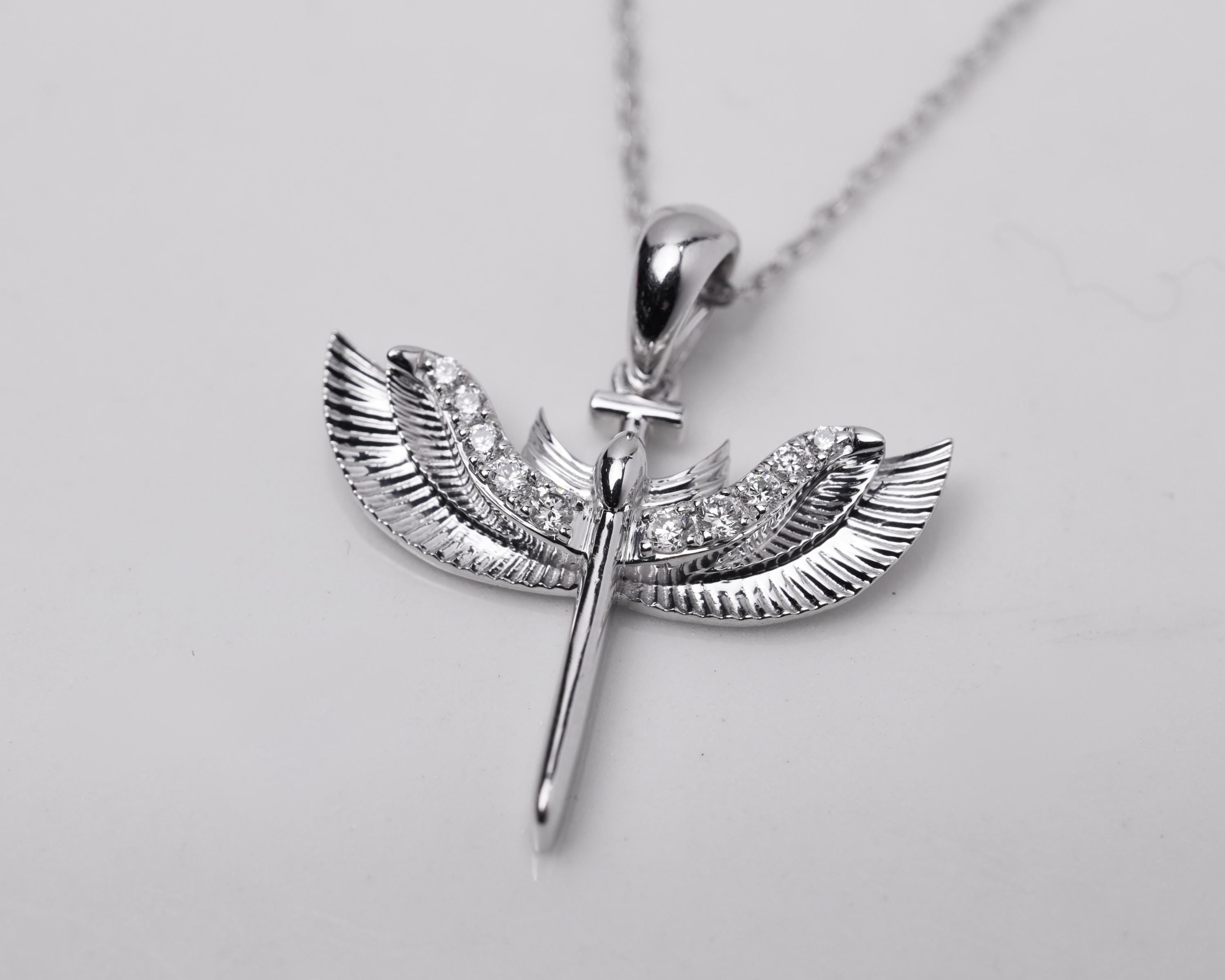 925 Sterling Silver Diamond St. Michael Necklace, Archangel Pendant, Guardian Angel