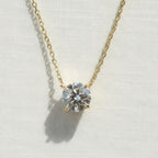 Round Lab Grown Diamond Necklace, 1 ctw, 2 ctw, 3 ctw Diamond Necklace, Large Solitaire Diamond, Everyday Classic, 10K, 14K, Livia