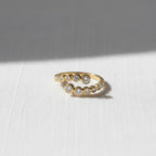 14k Gold Diamond Statement Ring, 0.35 ctw Diamond Bypass Bezel Setting Ring, Cross Over Open Bezel Set Handmade Ring, Birthday Gift