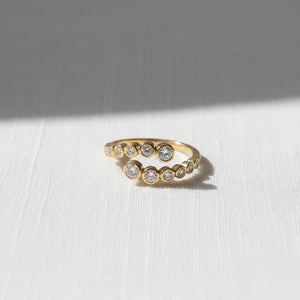 14K Gold Diamond Bypass Bezel Ring