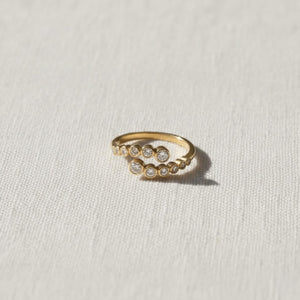 14K Gold Diamond Bypass Bezel Ring