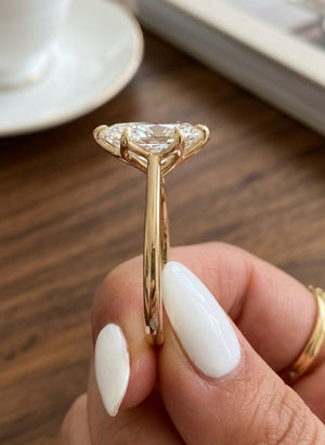 Tulip Set Pear Lab Diamond Engagement Ring