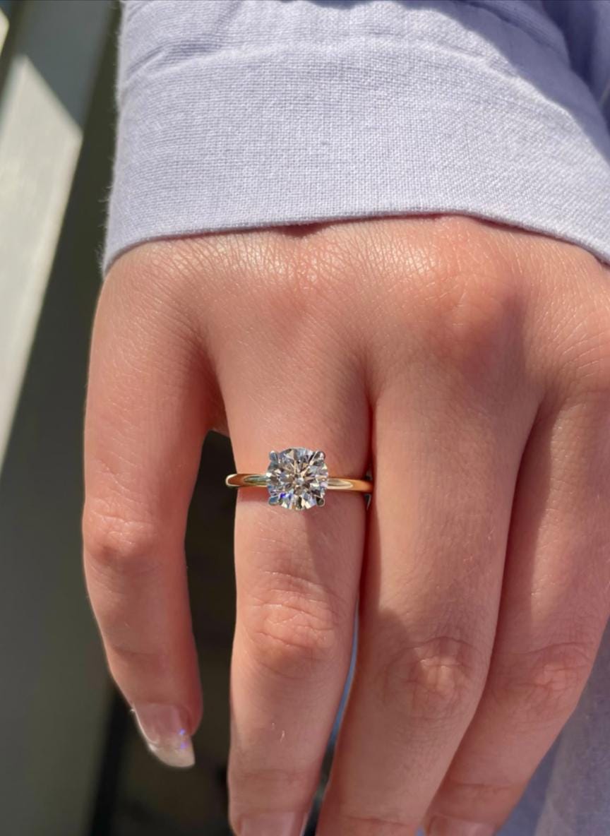 Round Brilliant Lab Diamond Ring, 14K Gold