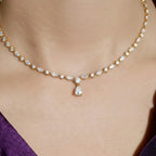 Diamond Tennis Necklace Silver Jewelry, Statement Necklace, Handmade Necklace, Diamond Pendant, Bridal Jewelry, Diamond Necklace, Pear Cut