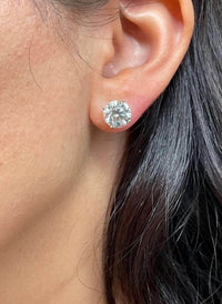 4 CT Lab Diamond Stud Earrings, 14K Gold