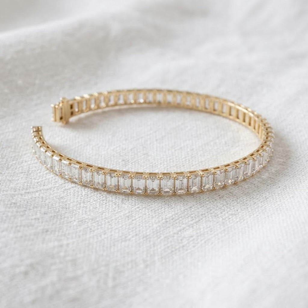 9.00 ctw Emerald Cut Lab Grown Diamond Tennis Bracelet | Certified Lab Grown Tennis Bracelet | F /VS1 Clarity