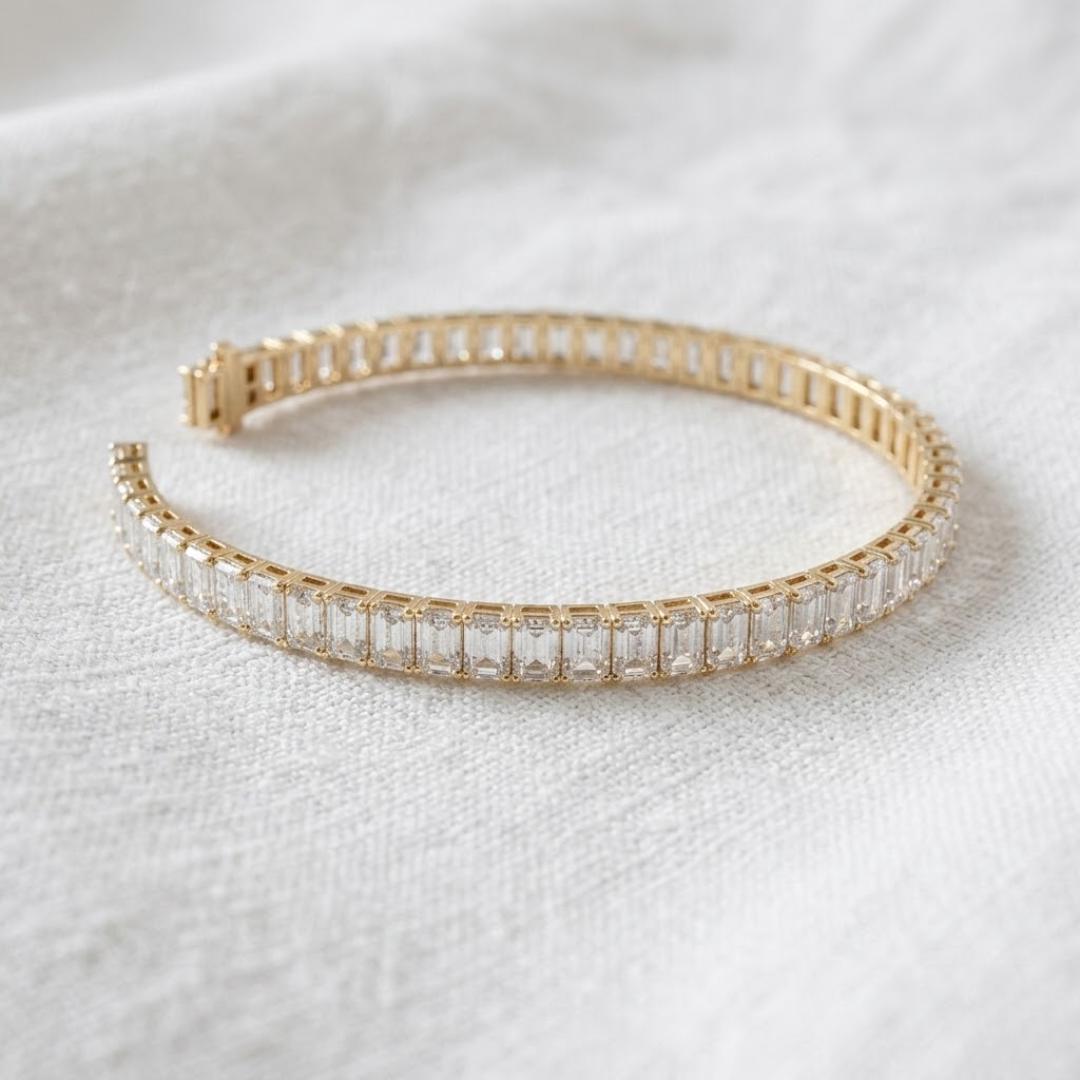Emerald Cut Lab Diamond Tennis Bracelet