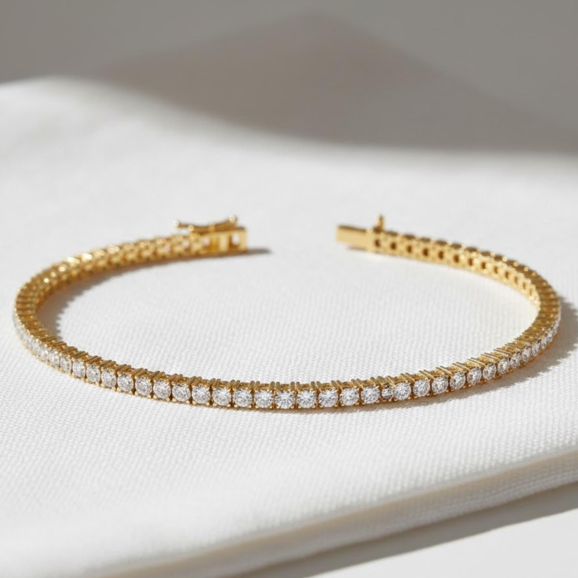Round Lab Diamond Tennis Bracelet in 14K Gold