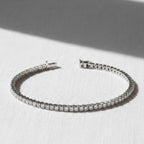 Round Cut Lab Grown Diamond Tennis Bracelet, Silver Bridal Wedding Bracelet, Conflict Free Diamond Bracelet Gift For Her