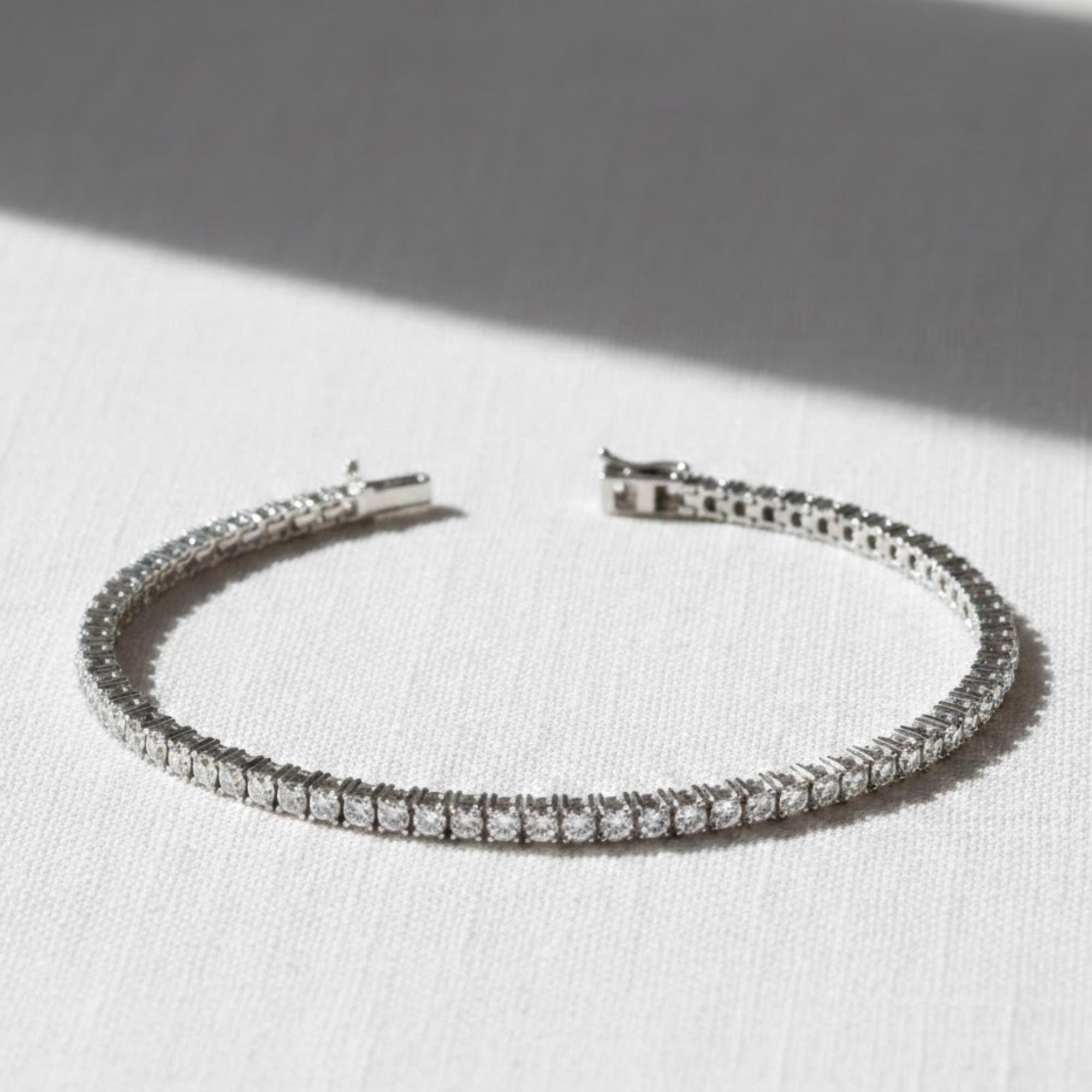 Round Cut Lab Grown Diamond Silver Tennis Bracelet Wedding Gift