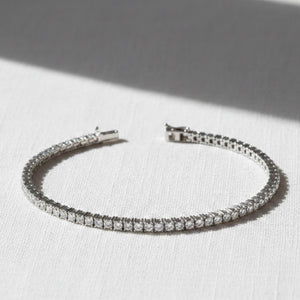 Round Cut Lab Grown Diamond Silver Tennis Bracelet Wedding Gift