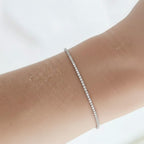 Round Cut Lab Grown Diamond Tennis Bracelet, Silver Bridal Wedding Bracelet, Conflict Free Diamond Bracelet Gift For Her