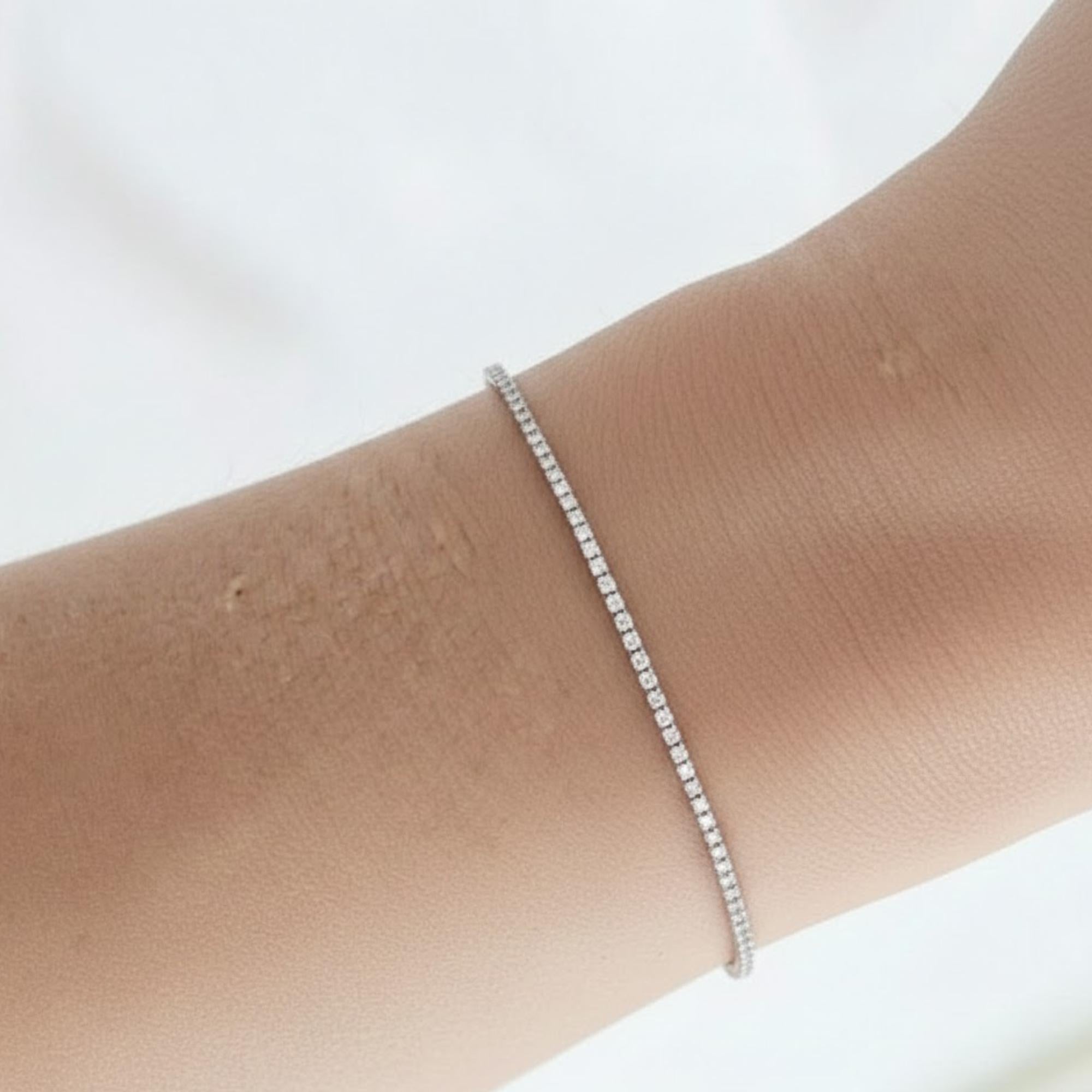 Round Cut Lab Grown Diamond Silver Tennis Bracelet Wedding Gift