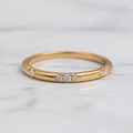 14k Flush Set Diamond Band, Real Gold Wedding Ring for Women, Solid Gold  Stacking Ring Enhancer, Scattered Diamond Band, Bridal Ring