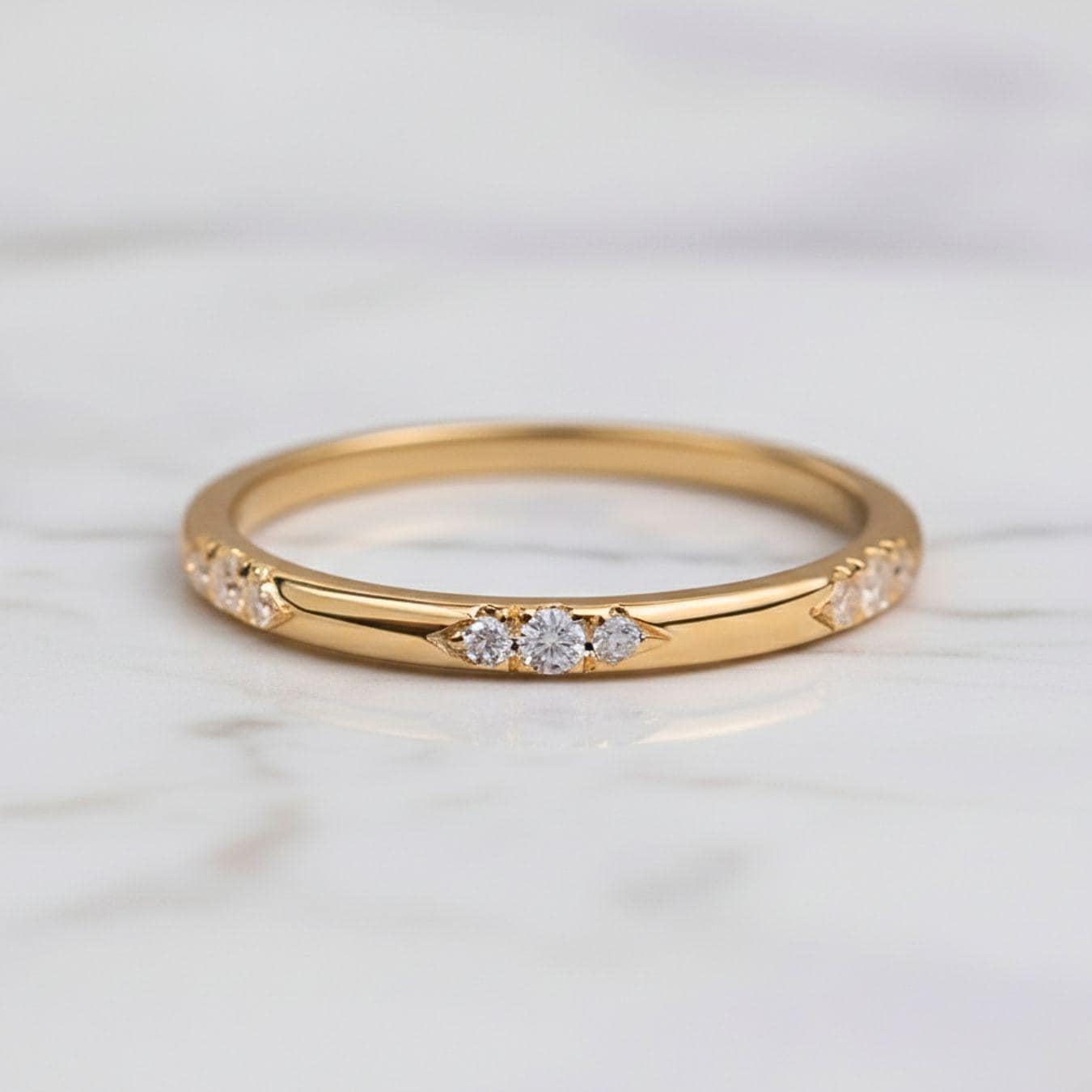 14K Gold Flush Set Diamond Stacking Wedding Band