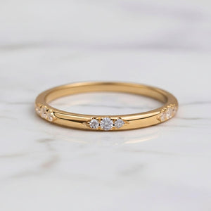 14K Gold Flush Set Diamond Stacking Wedding Band
