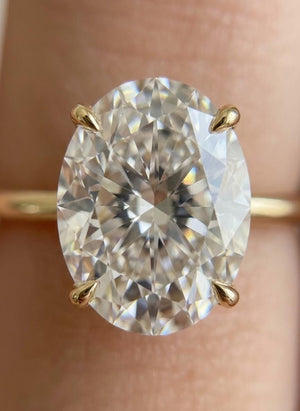 Oval Lab Diamond Solitaire Ring, 14K Gold