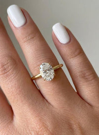 Oval Lab Diamond Solitaire Ring, 14K Gold