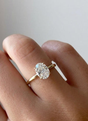 Oval Lab Diamond Solitaire Ring, 14K Gold