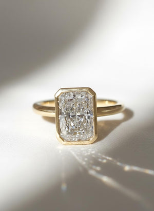 Radiant Cut Lab Diamond Engagement Ring, 14K Gold