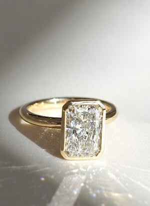 Radiant Cut Lab Diamond Engagement Ring, 14K Gold