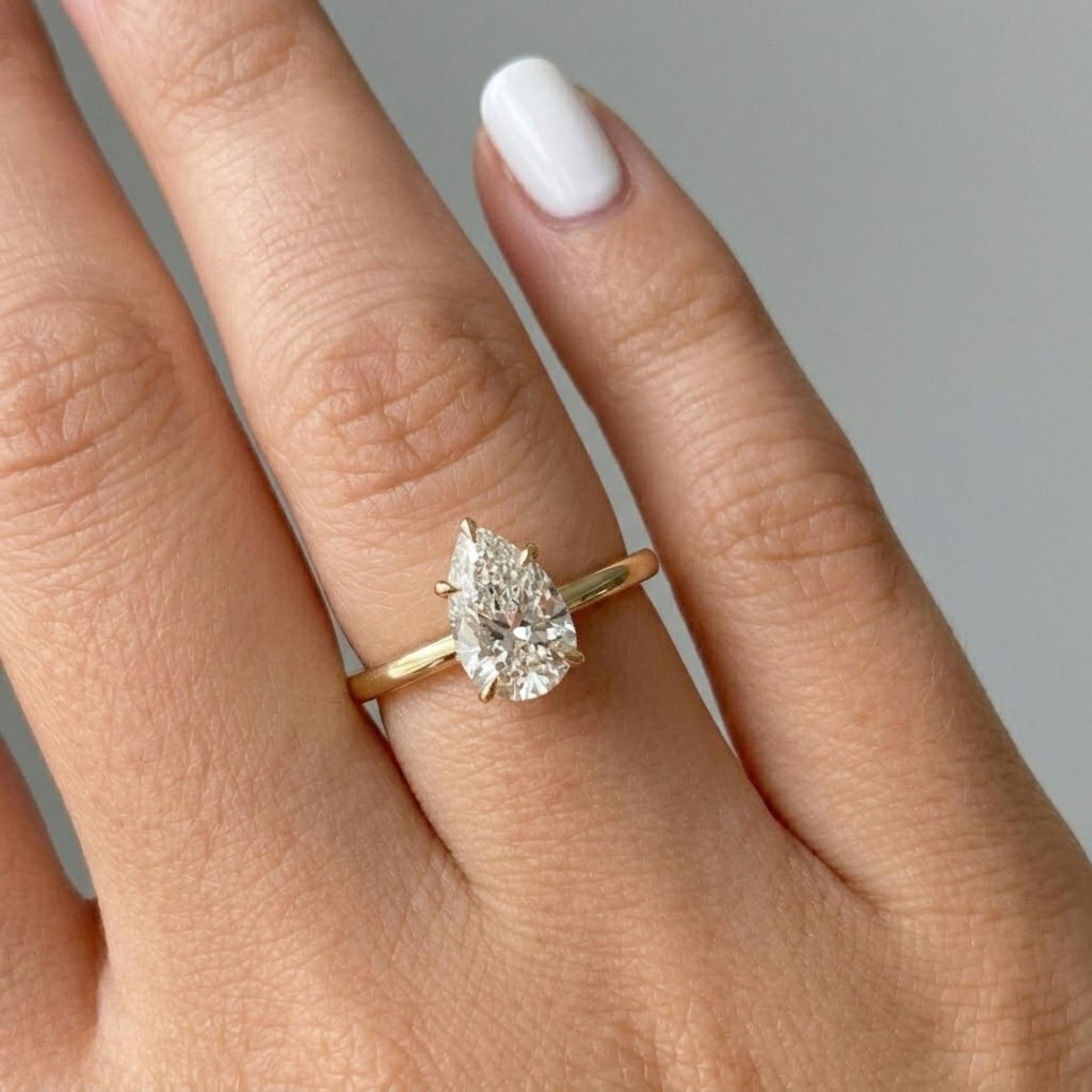 IGI Certified Pear Lab Diamond Ring, 14K Gold