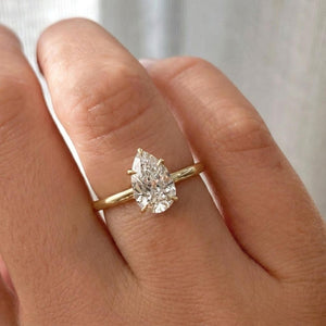 IGI Certified Pear Lab Diamond Ring, 14K Gold