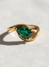 Emerald & Sapphire Bypass Ring in 14K Gold