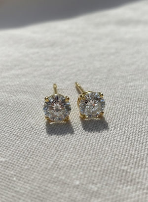 4 CT Lab Diamond Stud Earrings, 14K Gold