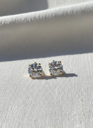 4 CT Lab Diamond Stud Earrings, 14K Gold