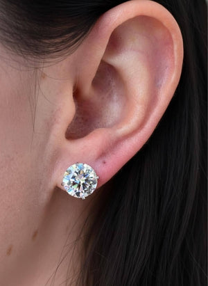 4 CT Lab Diamond Stud Earrings, 14K Gold