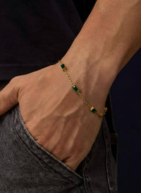 14K Gold Baguette Emerald Birthstone Bracelet