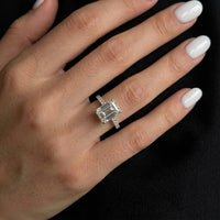 Emerald Cut Lab Diamond Hidden Halo Ring, 3 CT