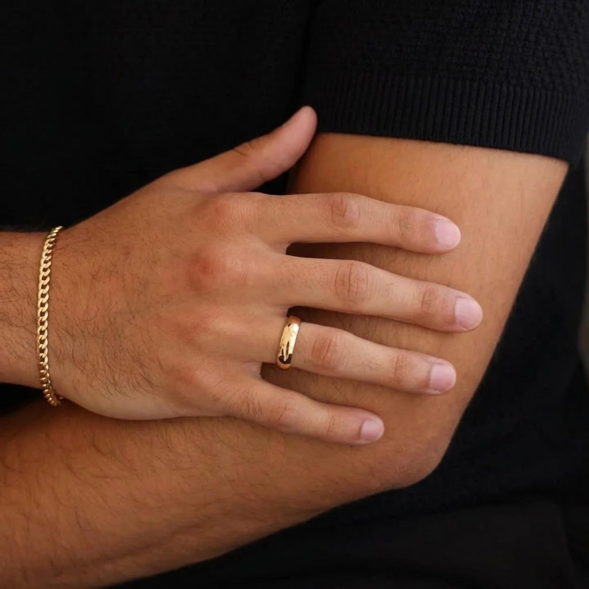 14K Gold Plated Dome Wedding Ring