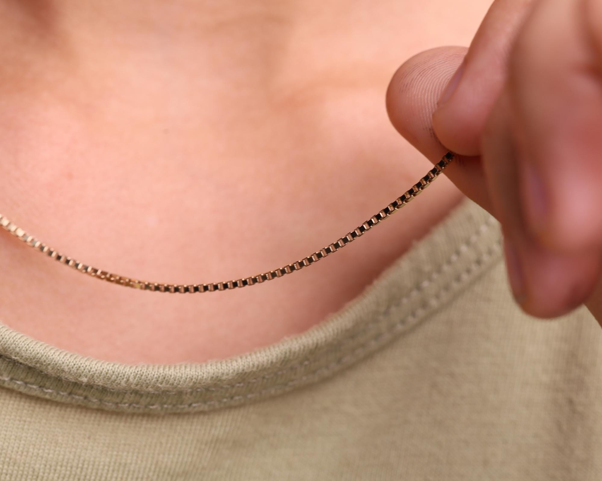 14K Gold Square Link Chain Necklace