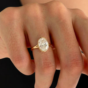 Oval Lab Diamond Bezel Solitaire Ring
