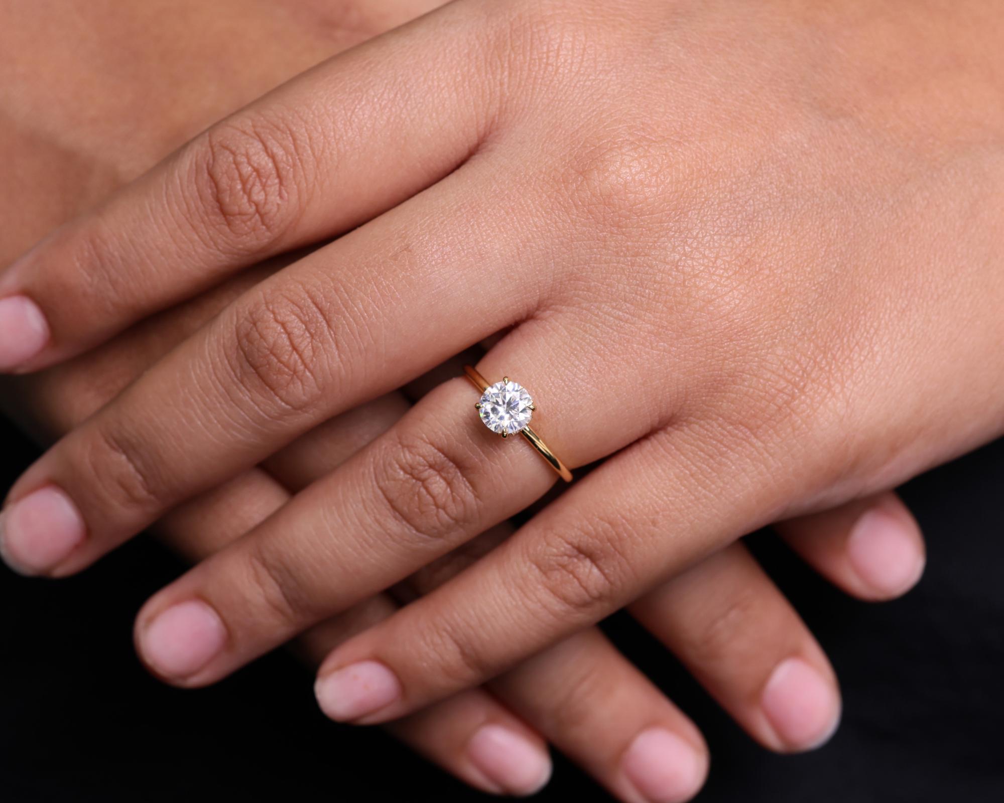 1.00 CT Round Lab Grown Diamond Engagement Ring