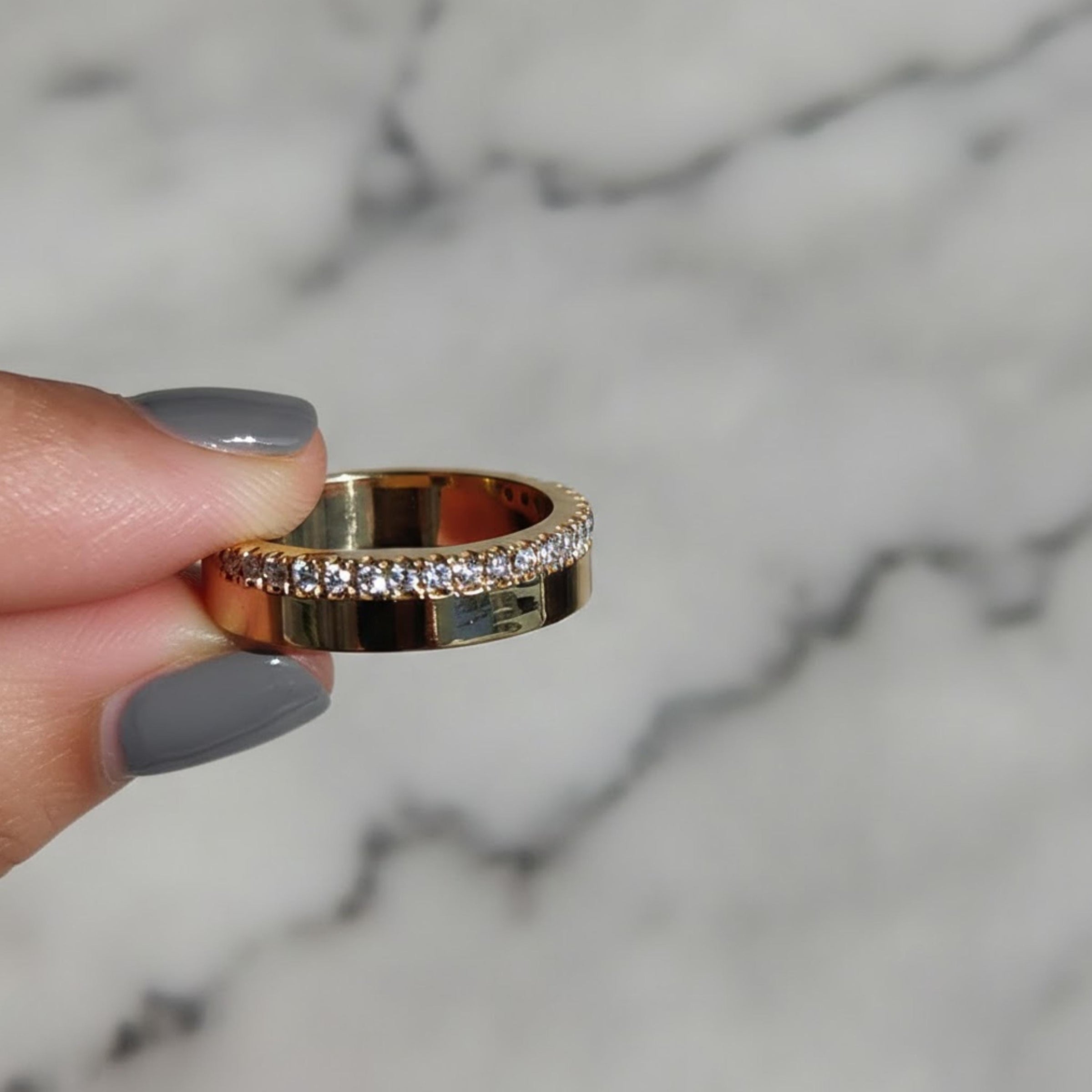 14K Gold Half Eternity Diamond Wedding Band