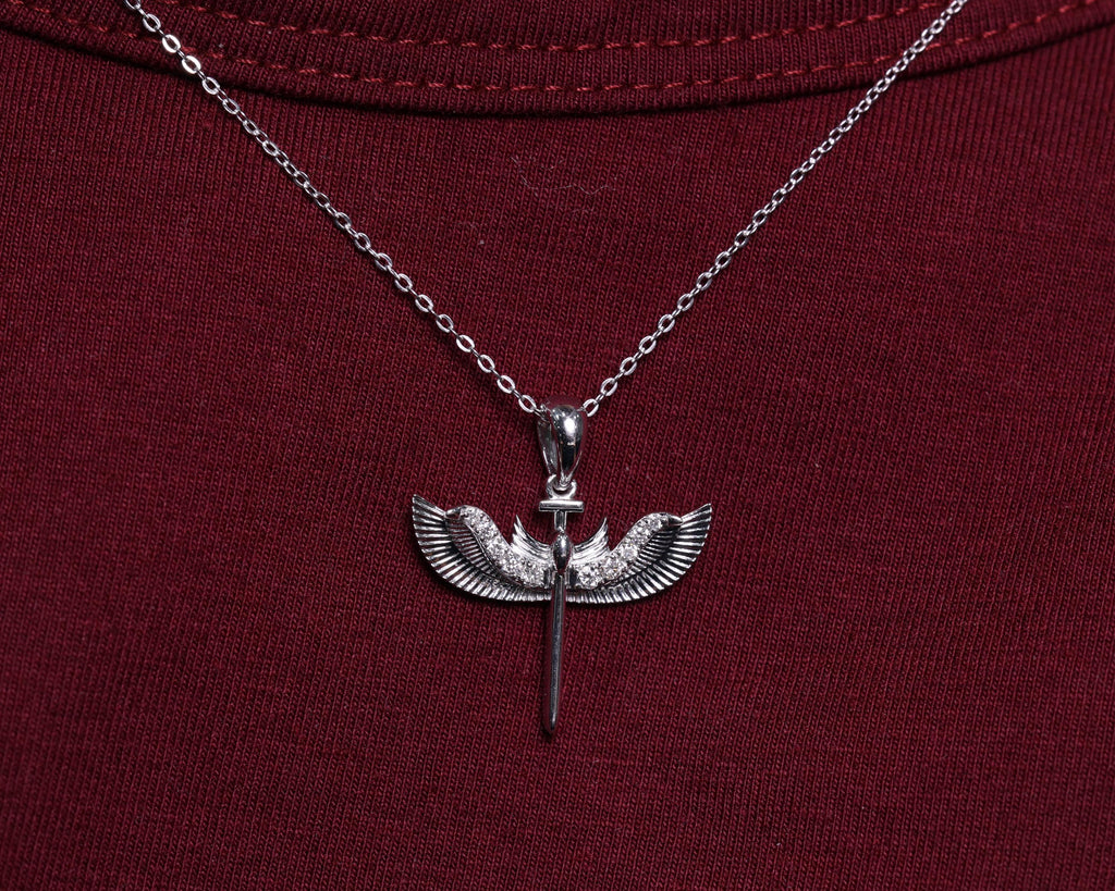 925 Sterling Silver Diamond St. Michael Necklace, Archangel Pendant, Guardian Angel