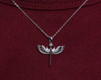 925 Sterling Silver Diamond St. Michael Necklace, Archangel Pendant, Guardian Angel