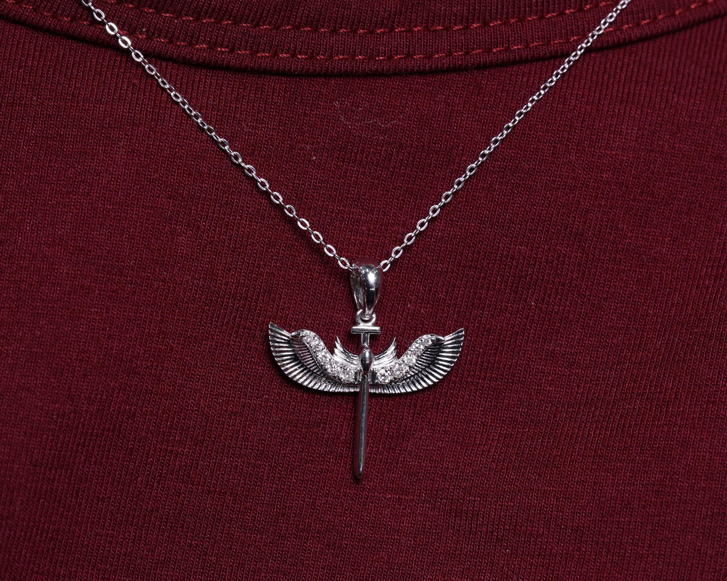 St Michael Archangel Diamond Pendant, 925 Silver